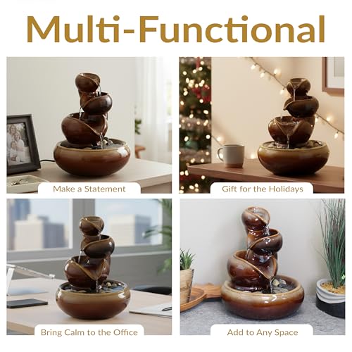 Sunnydaze 10" Tiered Vessels Ceramic Tabletop Fountain