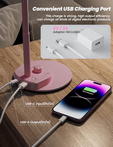 Cute Desk Lamp with USB Charging Port