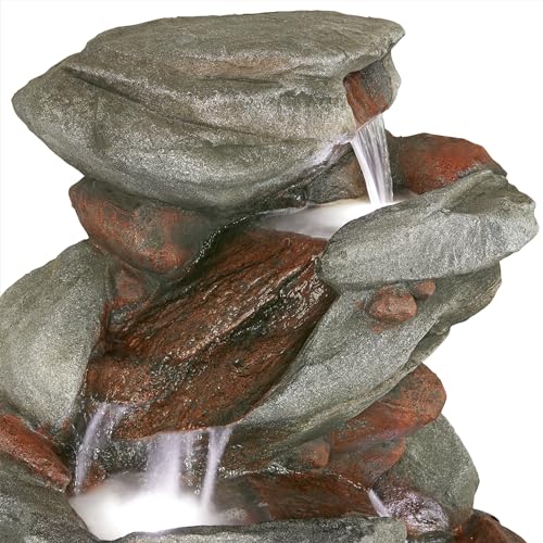 WIN1548 Outdoor Floor Cascading Stone Fountain with LED Lights