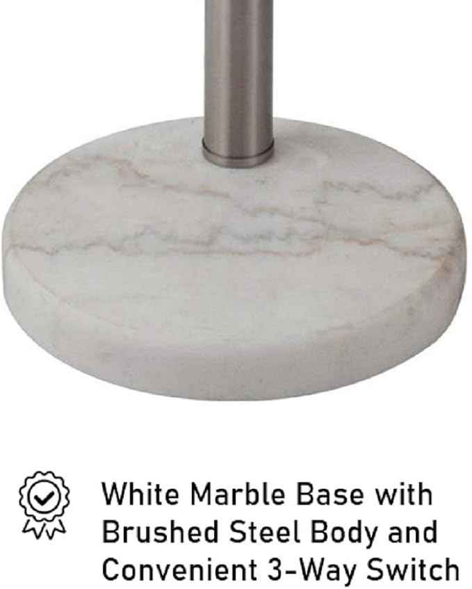 SH Lighting 83.5" Arc Tree Floor Lamp - Featrue 3 Hanging White Drum Fabric Shade with Adjustable Swing Arm and Marable Base - Great for Living Rooms, Bedrooms, or Arching Over Couches - 6949SN