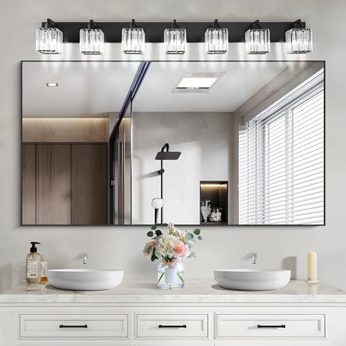 Black Vanity Light Crystal Bathroom Lighting Fixtures Modern Bathroom Vanity Light 7 Light