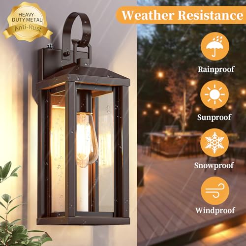 17" Brown Large Exterior Lighting Fixtures 2Pack (2 Count)