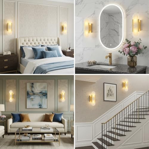 Alabaster Wall Sconces Set of Two