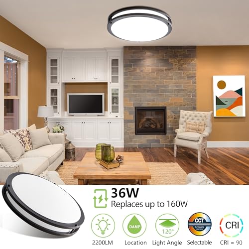16 inch Dimmable LED Flush Mount Ceiling Light Fixture