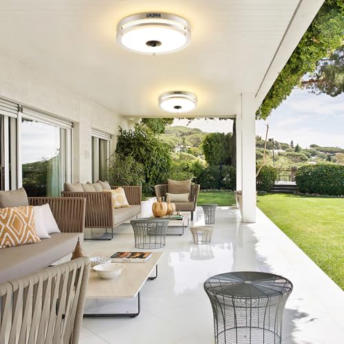 2 Pack 12" LED Motion Sensor Outdoor Ceiling Light (2 Count)