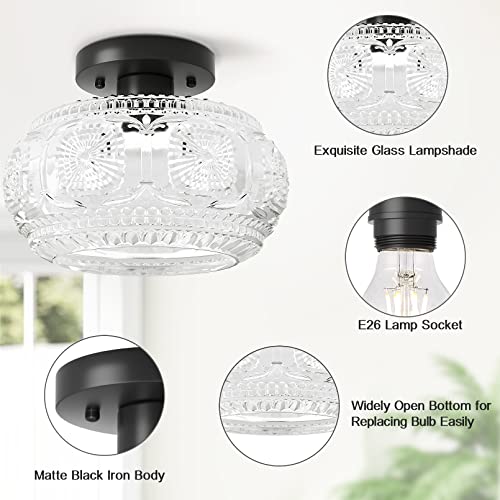 Globe Glass Semi Flush Mount Ceiling Light Fixture