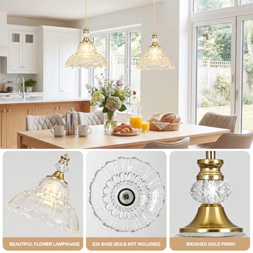 1 Piece Vintage Chandelier in Brushed Gold Finish with Flower (1-Light / Gold)
