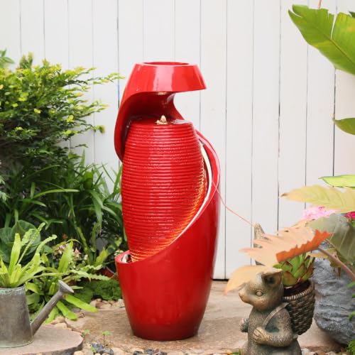30H Vase Outdoor Water Fountain with Smoothing Flow