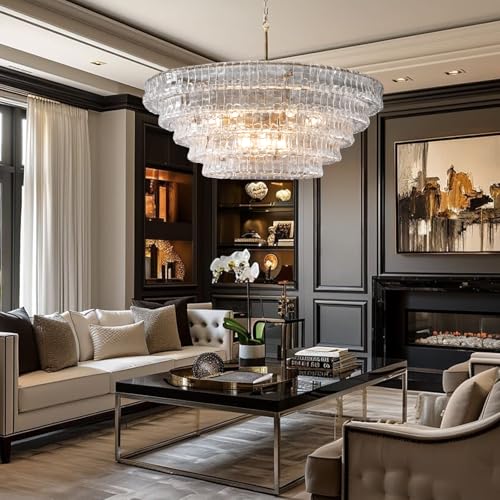 Clear Glass 47 inch Round Chandelier for Dining Room