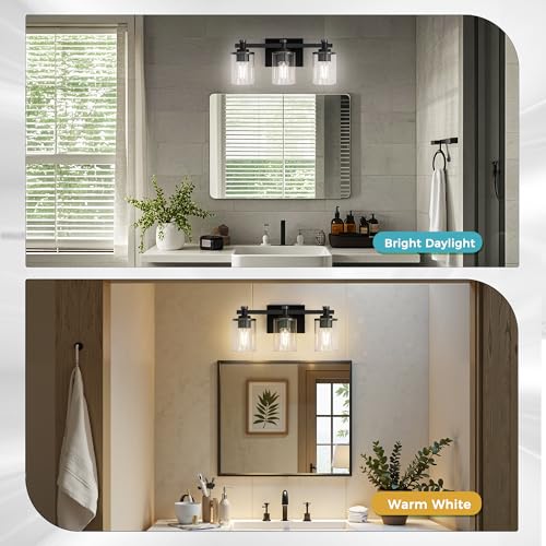 20 Inch 3 Light Matte Black Bathroom Light Fixture