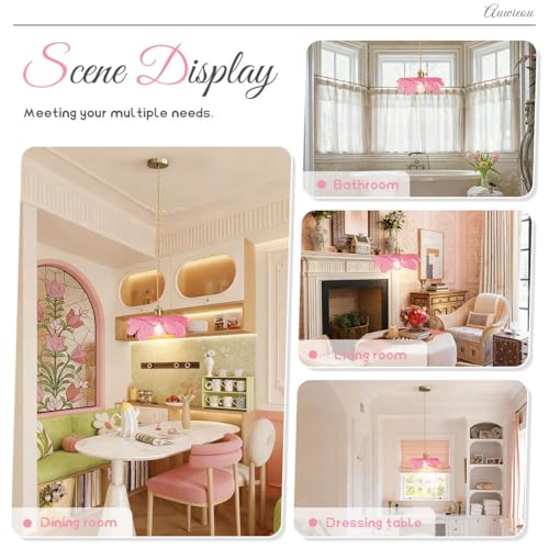 Pink Glass Pendant Lights Fixtures Flower Hanging Ceiling Light Girls Room Mid Century Pendant lamp Gold Chandelier for Kitchen Island Dining Room Foyer Cafe