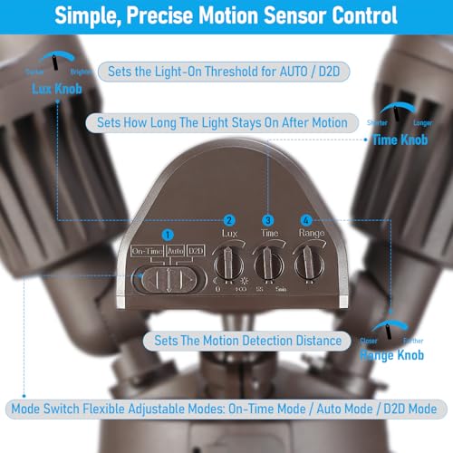 3CCT Motion Sensor Security Lights Dusk to Dawn IP65 Bronze