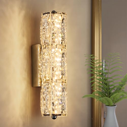 Crystal Wall Sconces 3"x12.6" Modern LED Chrome Wall Light