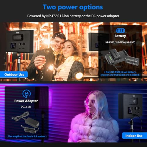 2 Pack RGB Video Light with Tripod Stands NP (2 Count)