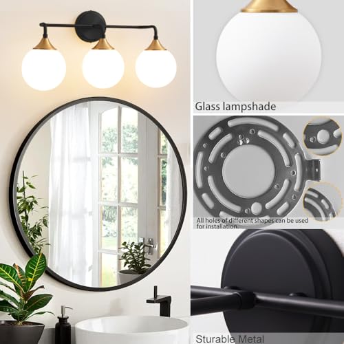 Black Gold Bathroom Light Fixtures Over Mirror Vanity 3
