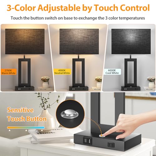 27.2’’ Tall Black Table Lamps for Living Room Bedroom (2 Count)