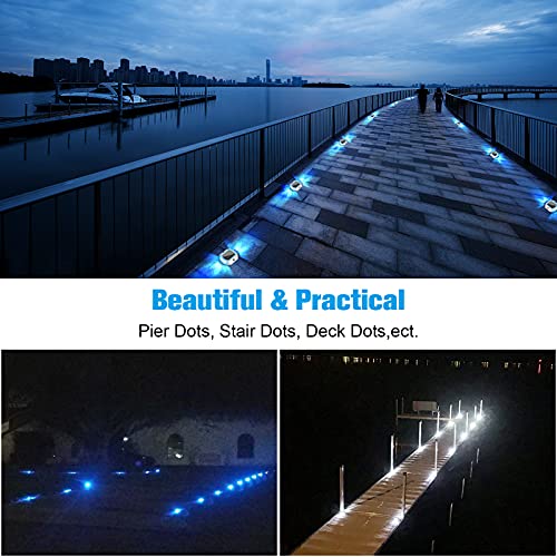 Solar Driveway Dock Deck LED Outdoor Lights 2 Colors Modes 4 Pack (4 count)