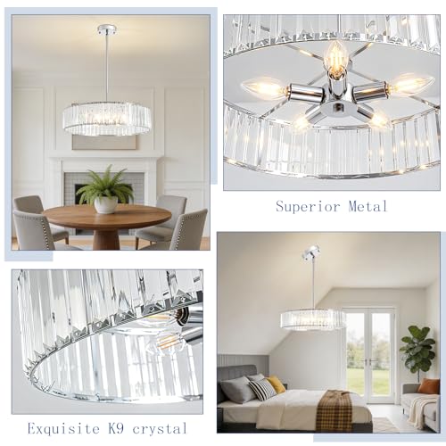 Modern Crystal Chrome Semi Flush Mount Ceiling Light Fixtures 20'' (Chrome / 20 in)