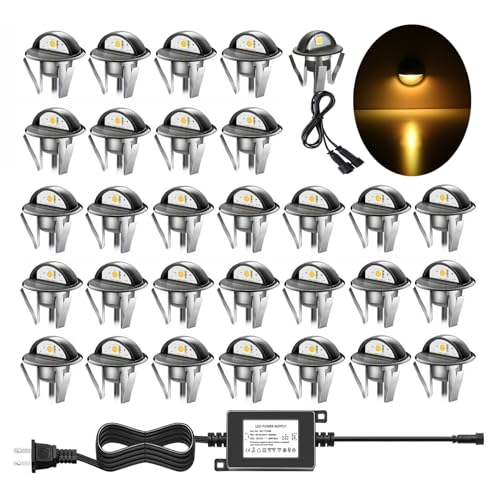 30pcs LED Deck Lights Low Voltage IP65 Waterproof Recessed LED Deck Lighting (30 Count)