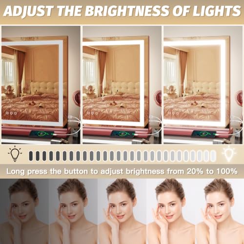 Vanity Mirror with Lights 23"x18"