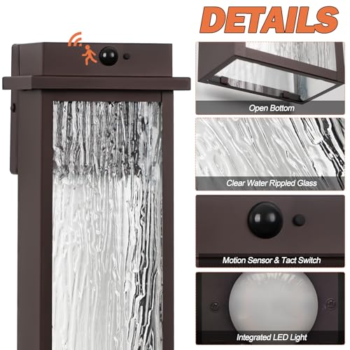 16” Oil Rubbed Bronze Motion Sensor Outdoor Sconce Lights 2 Pack (2 Count)