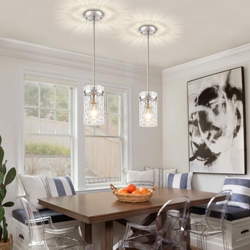 3 Pack Brushed Nickel Pendant Lights Kitchen Island Modern Hanging Light (3 Count)