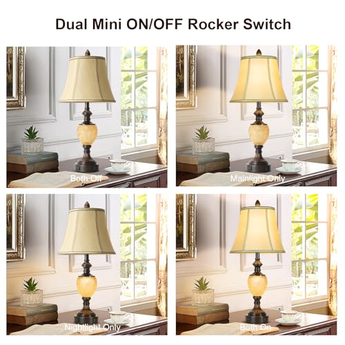 27'' High Vintage Table Lamps with Nightlight Set of 2 for Living Room (2 Count)