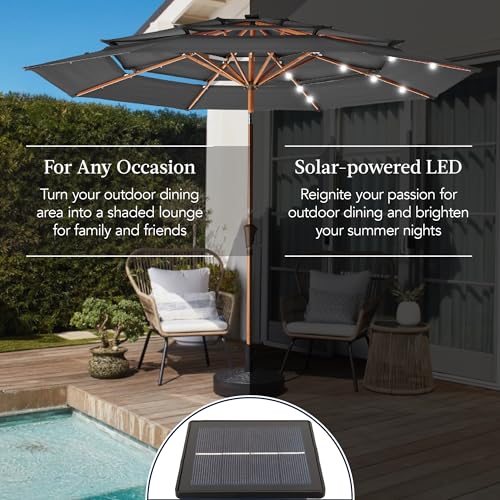 10ft 3 Tier Solar Patio Market Umbrella