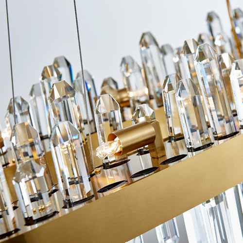 Gold Oval Crystal Chandelier L35.4 inch