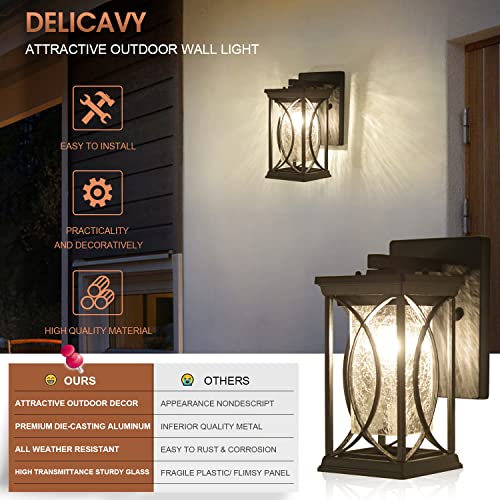 Dusk to Dawn Outdoor Wall Lanterns Small Modern Exterior Light Fixture Aluminum with Crack