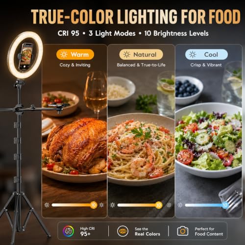Upgrade Tripod Ring Light Stand with 2 Telescopic Arms
