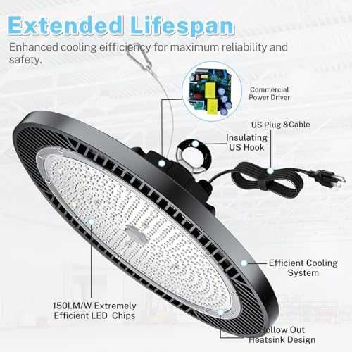 4Pack 200W UFO LED High Bay Light 30000Lm 5000K100V (4 Count)