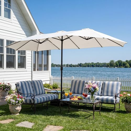 15FT Large Double Sided Patio Umbrella with Base Included