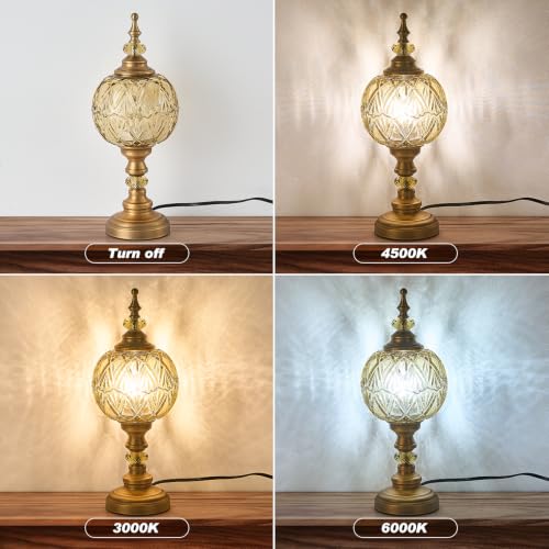 Vintage Amber Table Lamp Fixtures with E26 Bulb