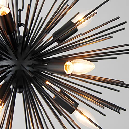 20in 9 Light Black Sputnik Chandelier Vintage Modern Starburst