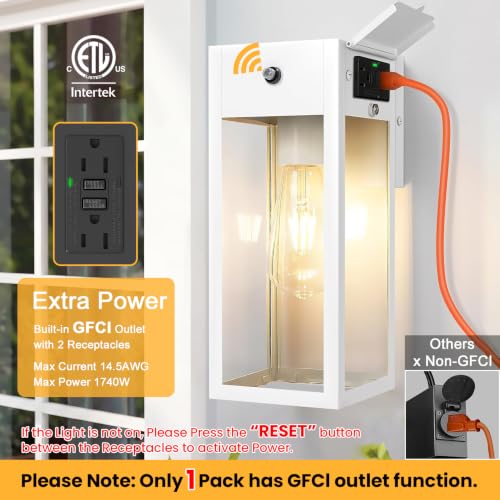 White Porch Lights with Outlet