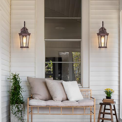 Outdoor Wall Lantern 16'' Brown Aluminum Outdoor Wall Light Fixtures