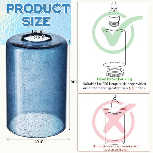 6 Pcs Blue Bubble Seeded Glass Lamp Shade 1 (6 Count)