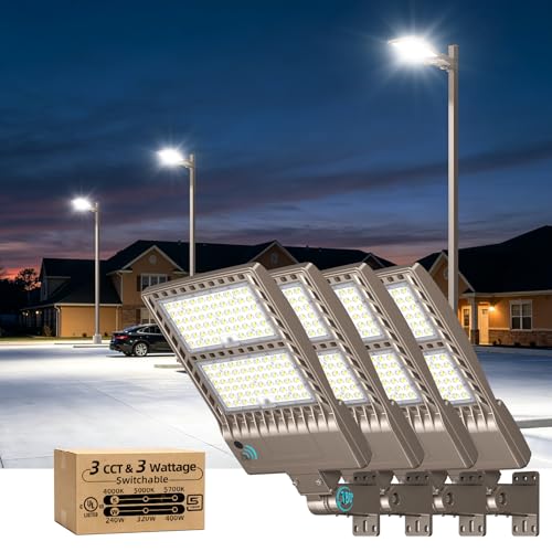 4Pack 400W LED Parking Lot Lights Dusk to Dawn