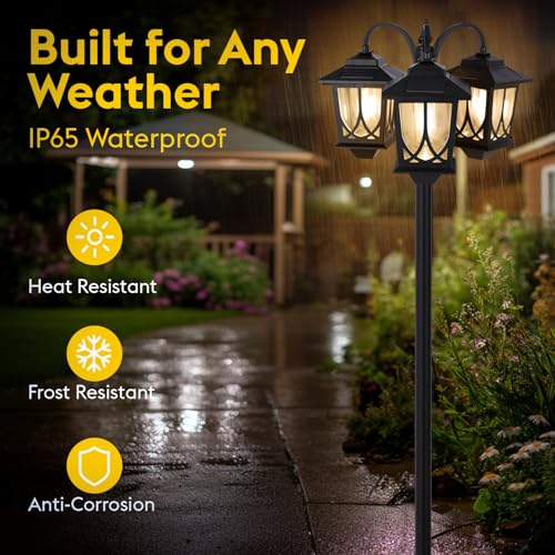 3 Head Solar Lamp Post Light