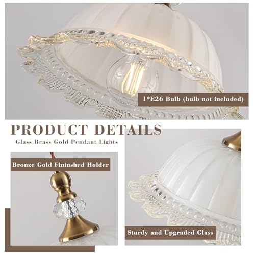 10.6" Milk Glass Vintage Pendant Light for Kitchen Island