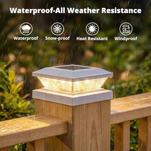 4x4 Solar Post Cap Lights Outdoor 4 Pack (4 Count)