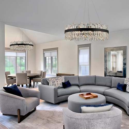 Black Modern Oval Crystal Chandelier