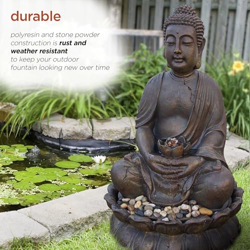 GEM122 Outdoor Floor Meditating Soothing Buddha Statue Waterfall Fountain for Garden