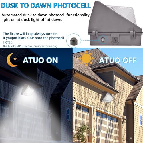 1 10V Dimmable 80W LED Wall Pack Light with Dusk to Dawn Photocell