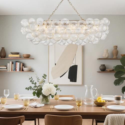 50 Inch Moden Gold Chandelier with 10 Bubble Lights