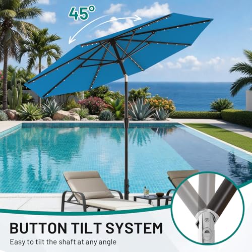 9FT Patio Umbrella with Solar Lights