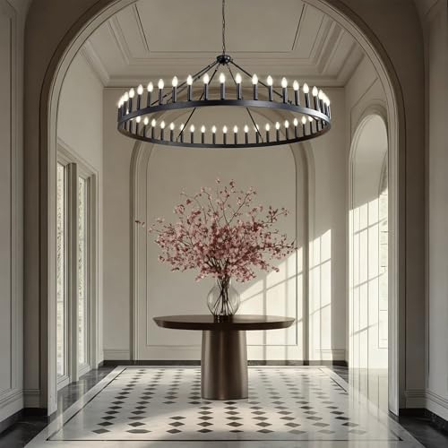 Black Wagon Wheel Chandelier