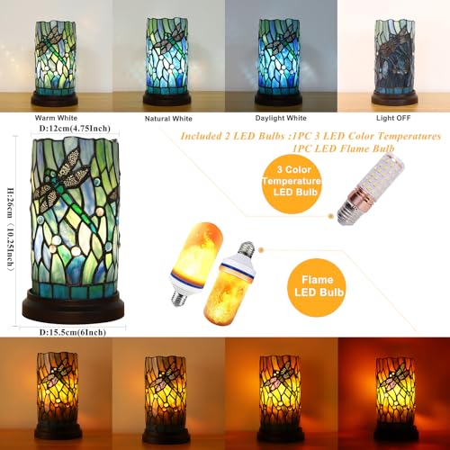 Tiffany Style Table Lamp for Bedroom Baroque Stained Glass Nightstand Bedside Night Lamp Party Light Hand