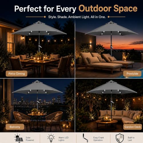 7.5FT Solar Patio Umbrella w
